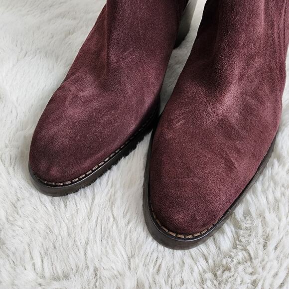 NEW Sam Edelman Simona Block Heel Burgundy Leather Ankle Bootie 8.5 - Picture 4 of 12